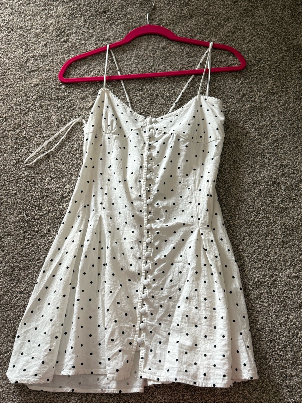 Zara White Polka Dot Tie-Strap Dress